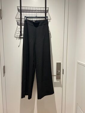 Vintage Italian Pois High-Rise Black Wide-Leg Pants for Women